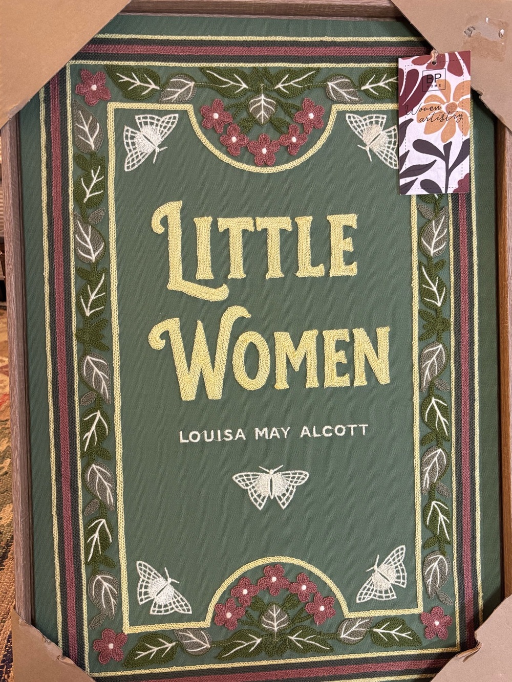 New BP Home Little Women Embroidered Wall Art Framed Literary Cottagecore Decor